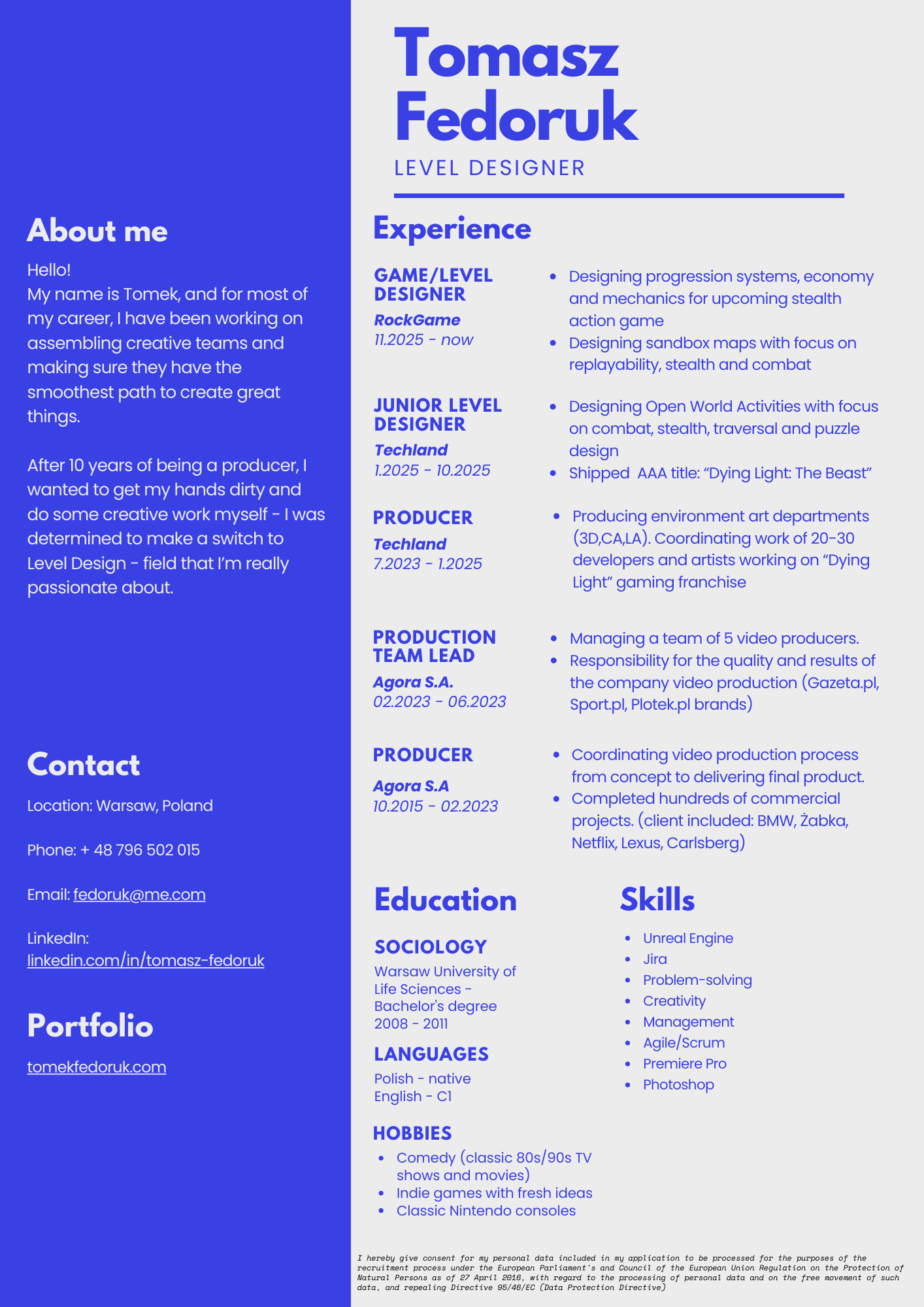 Tomasz Fedoruk CV